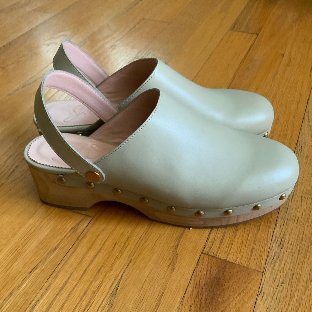 J.Crew Light Green Clogs with Strap